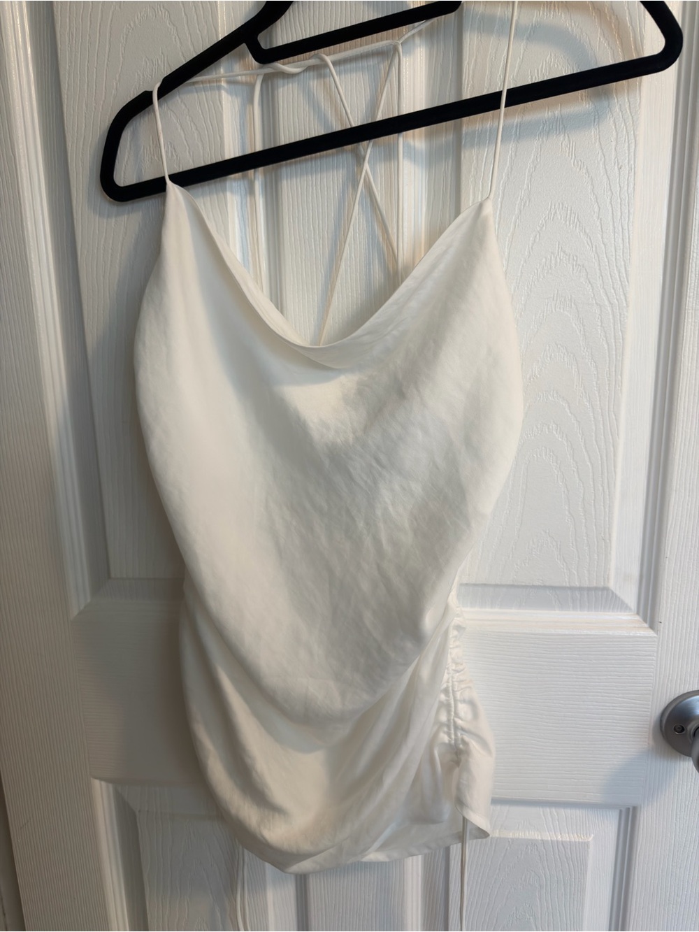 White Cowl Neck Spaghetti Strap Camisole